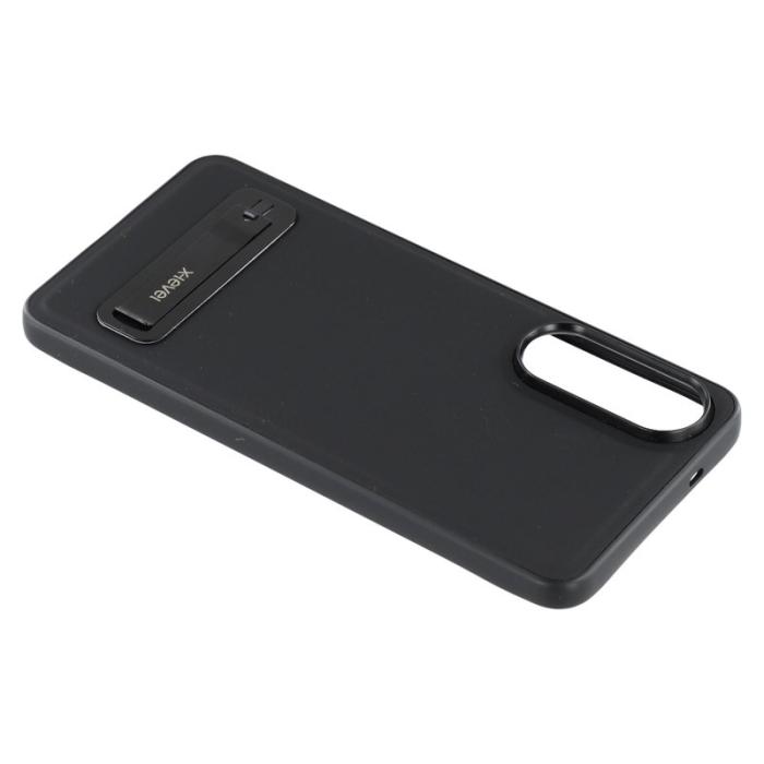 X-Level - X-LEVEL Galaxy S25 Edge Skal Läderbelagt TPU Med Ställ - Svart