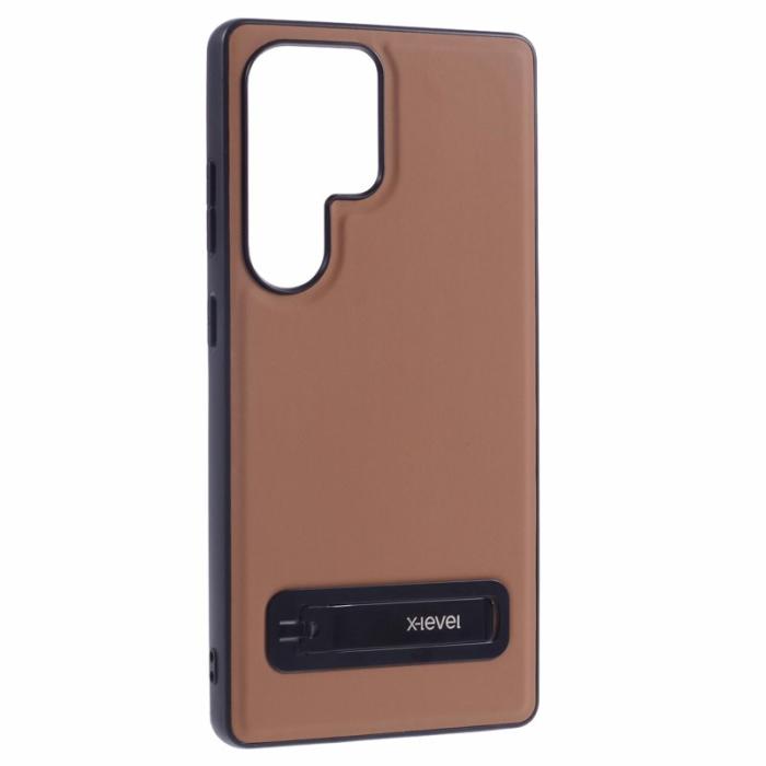 X-Level - X-LEVEL Galaxy S25 Ultra Fodral Läderbelagt TPU - Brun