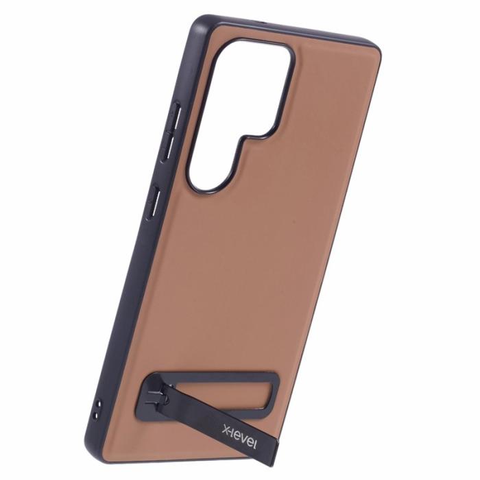 X-Level - X-LEVEL Galaxy S25 Ultra Fodral Läderbelagt TPU - Brun