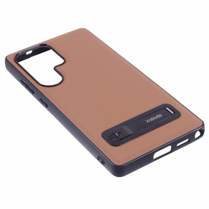 X-Level - X-LEVEL Galaxy S25 Ultra Fodral Läderbelagt TPU - Brun