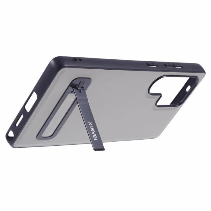 X-Level - X-LEVEL Galaxy S25 Ultra Fodral Läderbelagt TPU Grå