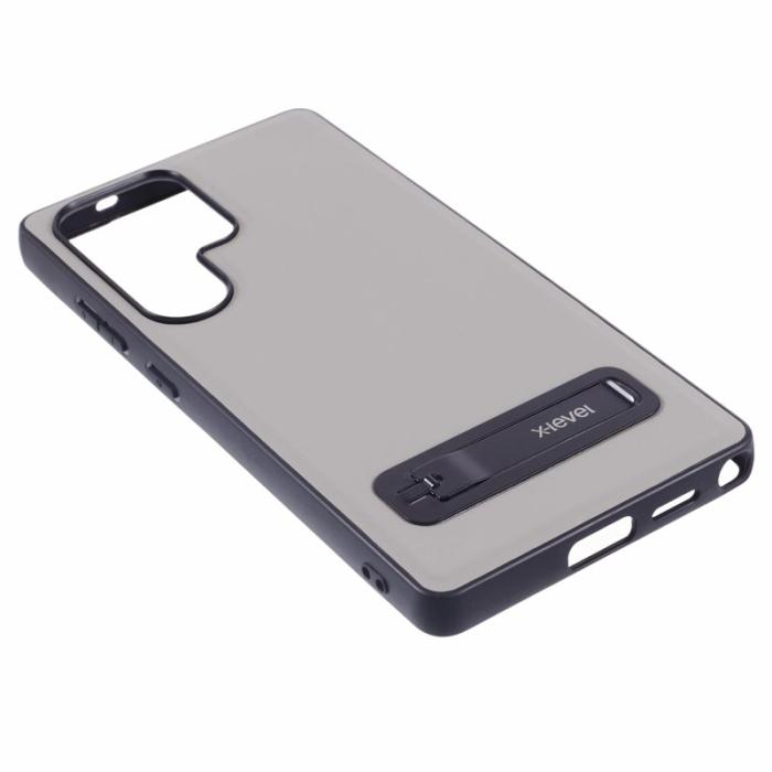 X-Level - X-LEVEL Galaxy S25 Ultra Fodral Läderbelagt TPU Grå