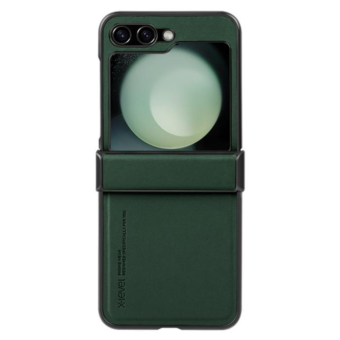 X-Level - X-LEVEL Galaxy Z Flip5 Fodral PU Läder+PC+TPU - Midnight Green