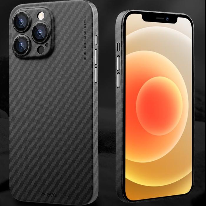 X-Level - X-LEVEL iPhone 12 Pro Skal Hård PC Slim Kolfiber Textur
