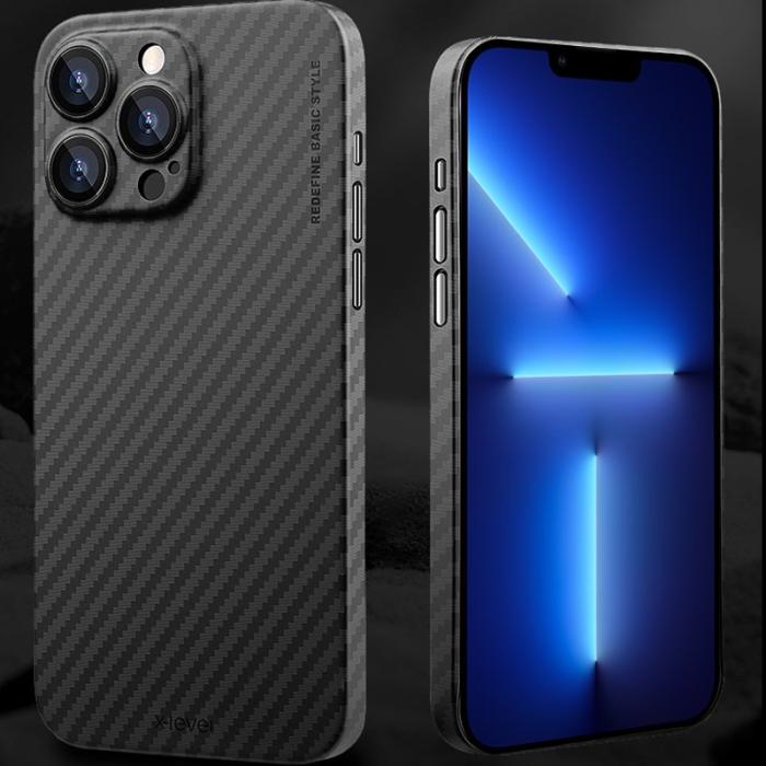 X-Level - X-LEVEL iPhone 13 Pro Max Skal Kolfiber Textur Svart