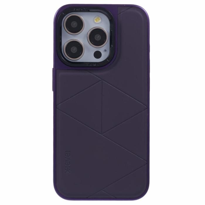 X-Level - X-LEVEL iPhone 13 Pro Skal Geometrisk Läder TPU Lila