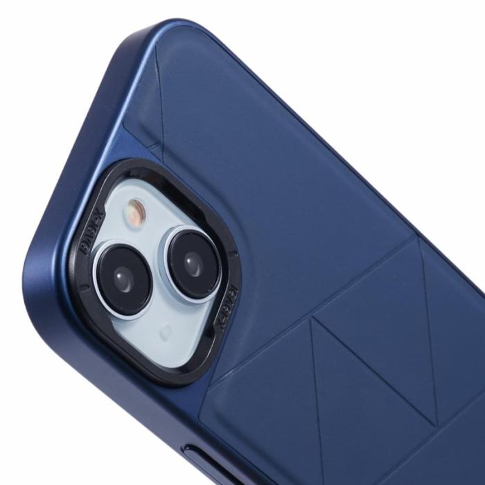 X-Level - X-LEVEL iPhone 14/13 Skal Läder+PC+TPU Geometrisk Blå