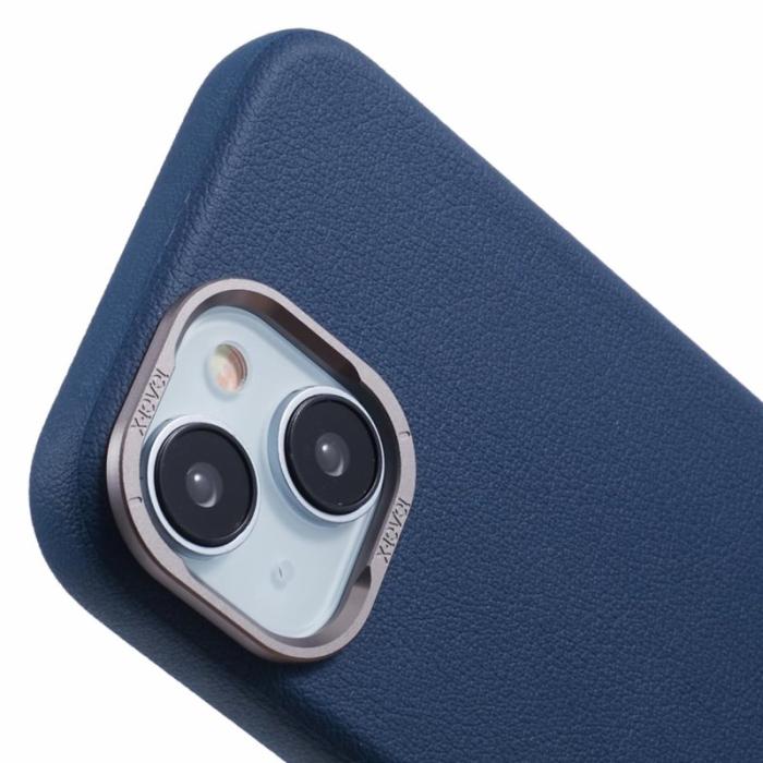 X-Level - X-LEVEL iPhone 15 Fodral Läder + PC Anti-Scratch Blå
