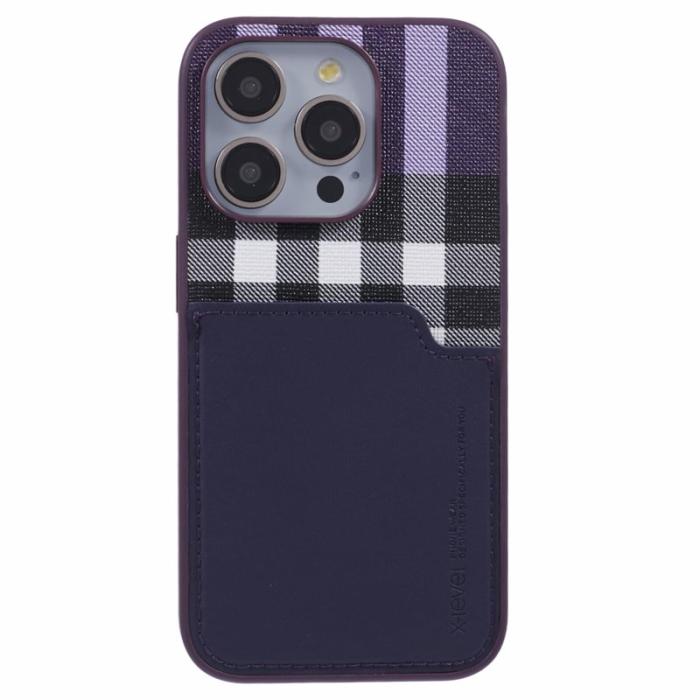 X-Level - X-LEVEL iPhone 15 Pro Fodral Läder Coated Hybrid Lila