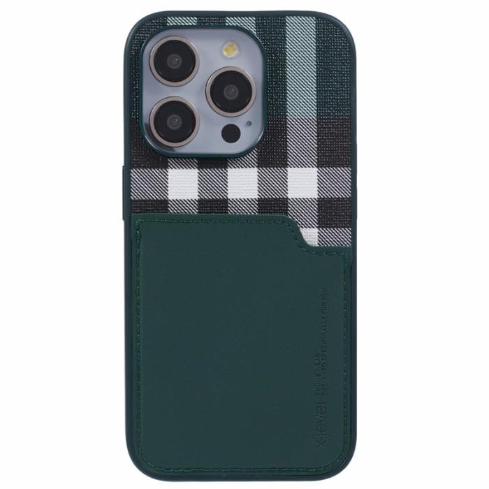 X-Level - X-LEVEL iPhone 15 Pro Fodral Läder Coated Hybrid Midnight Green