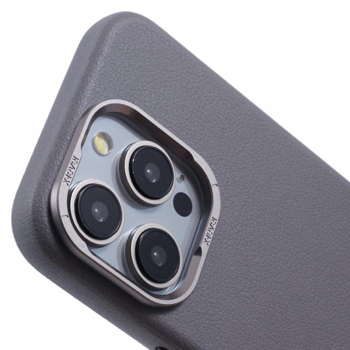 X-Level - X-LEVEL iPhone 15 Pro Fodral Slim PU Läder Hård PC Skal Grå