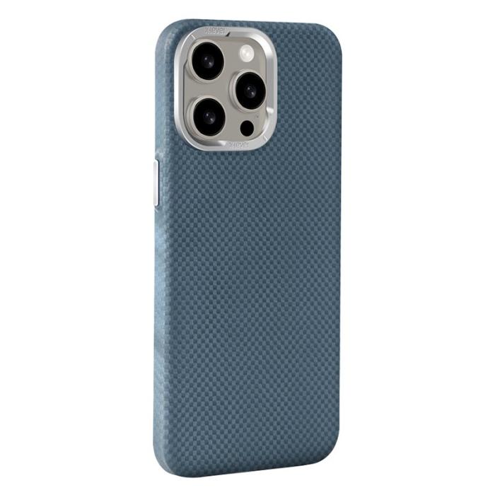 X-Level - X-LEVEL iPhone 15 Pro Magnetiskt Fodral Kolfiber + Metall Blå