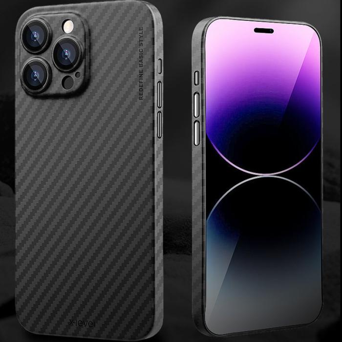 X-Level - X-LEVEL iPhone 15 Pro Max Skal Carbon Fiber Svart Ultra Tunn