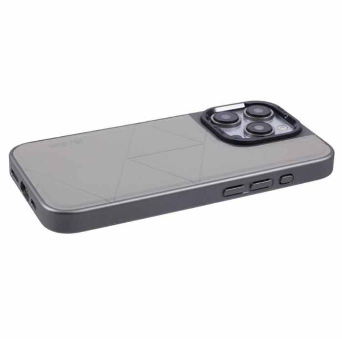 X-Level - X-LEVEL iPhone 15 Pro Max Skal Geometrisk PC+TPU Läder Grå