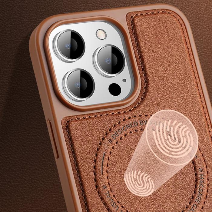 X-Level - X-LEVEL iPhone 15 Pro Max Skal PU Läder Magnetisk Brun