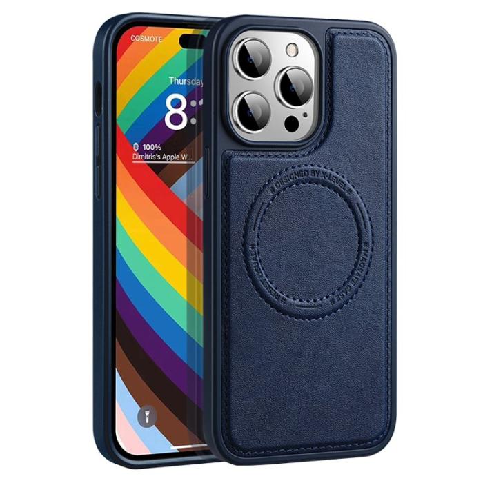 X-Level - X-LEVEL iPhone 15 Pro Max Skal PU Läder Mörkblå