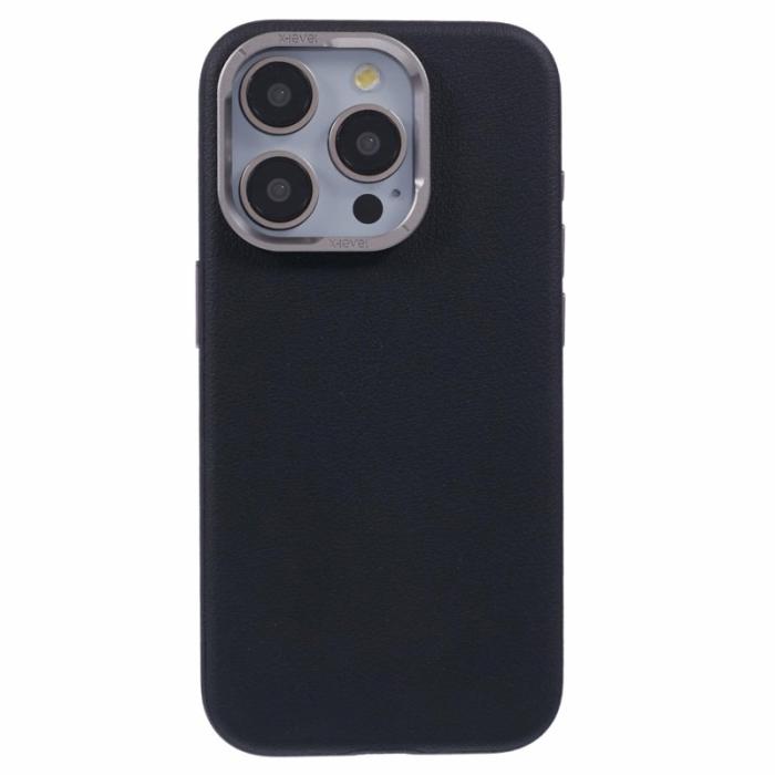 X-Level - X-LEVEL iPhone 15 Pro Skal Slim PU Läder Hård PC Svart