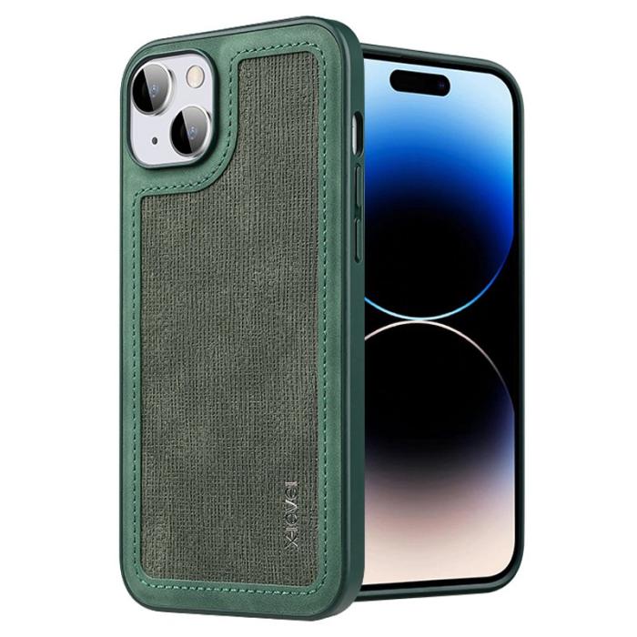 X-Level - X-LEVEL iPhone 15 Skal Splicing Anti-Slip PU Läder Grön