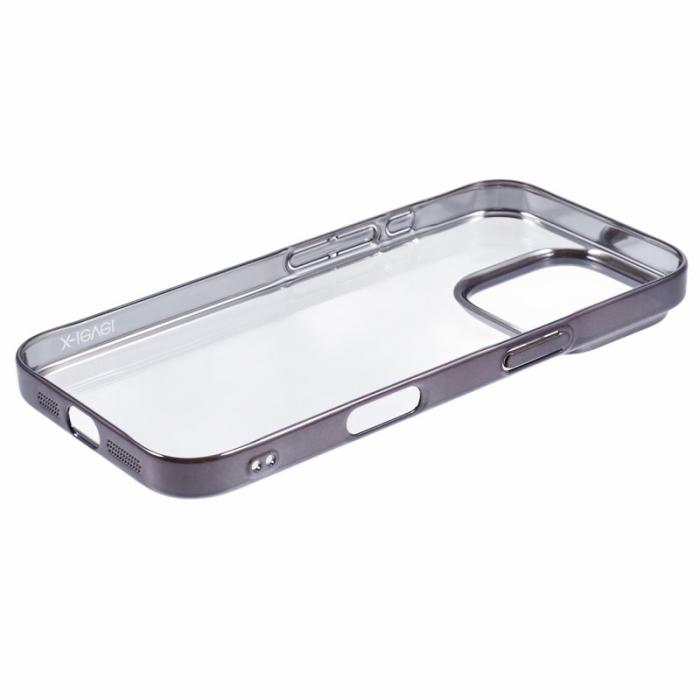 X-Level - X-LEVEL iPhone 16 Pro Fodral Electroplating Klar Bak - Grå