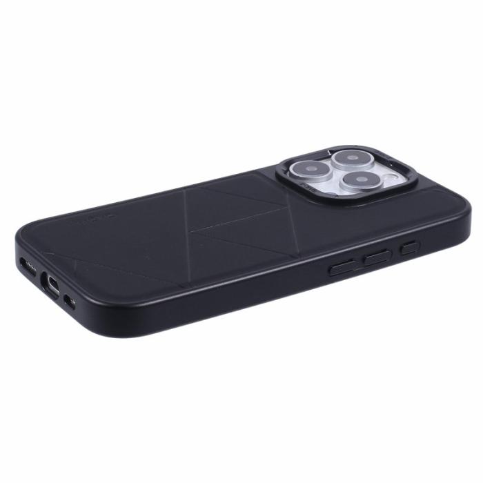 X-Level - X-LEVEL iPhone 16 Pro Fodral Geometrisk PC+TPU Läder Svart