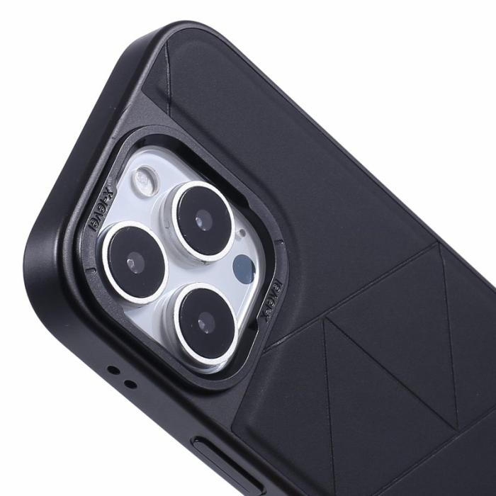 X-Level - X-LEVEL iPhone 16 Pro Fodral Geometrisk PC+TPU Läder Svart