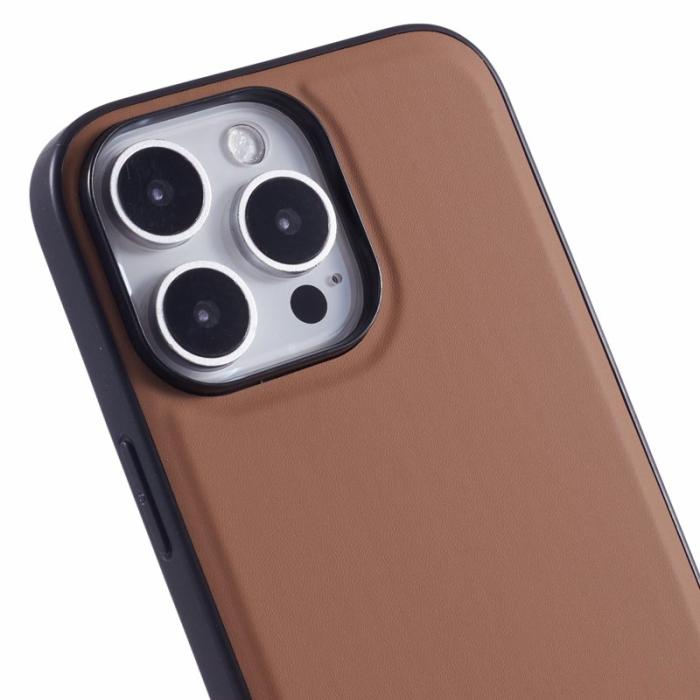 X-Level - X-LEVEL iPhone 16 Pro Fodral Läderbelagt TPU Med Ställ - Brun