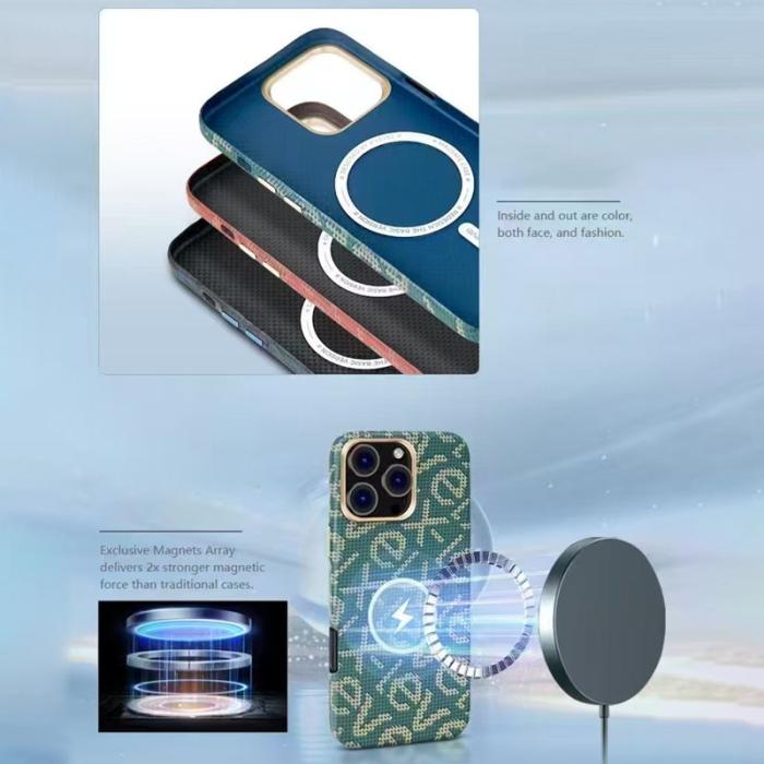 X-Level - X-LEVEL iPhone 16 Pro Fodral MagSafe Grön Carbon Fiber