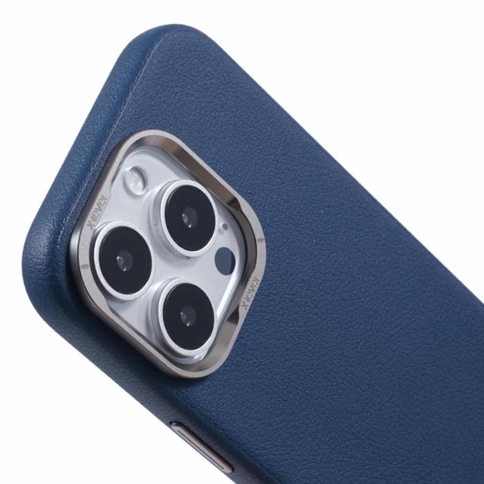 X-Level - X-LEVEL iPhone 16 Pro Fodral PU Läder Hård PC Bak - Blå