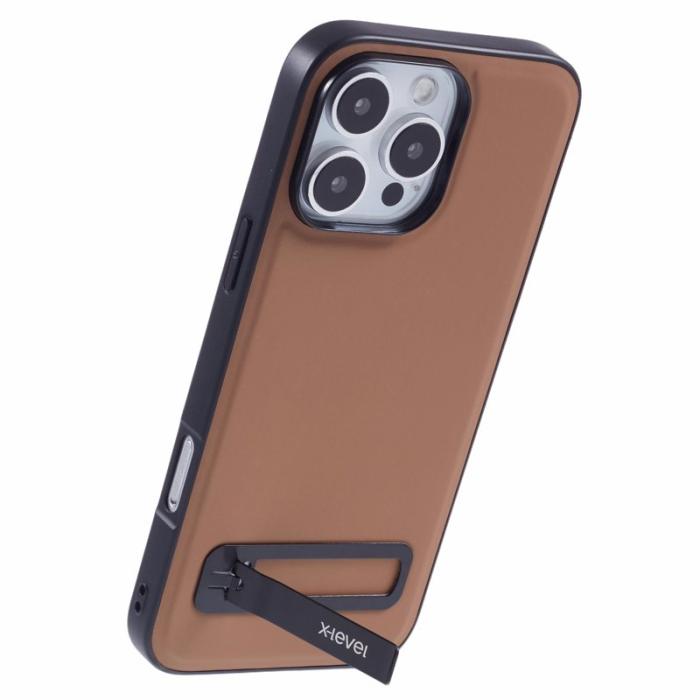 X-Level - X-LEVEL iPhone 16 Pro Max Fodral Läder Coated TPU - Brun