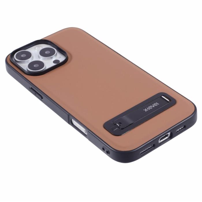 X-Level - X-LEVEL iPhone 16 Pro Max Fodral Läder Coated TPU - Brun