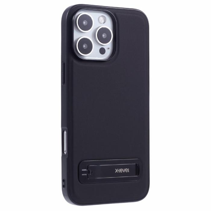 X-Level - X-LEVEL iPhone 16 Pro Max Fodral Läder PC TPU Svart