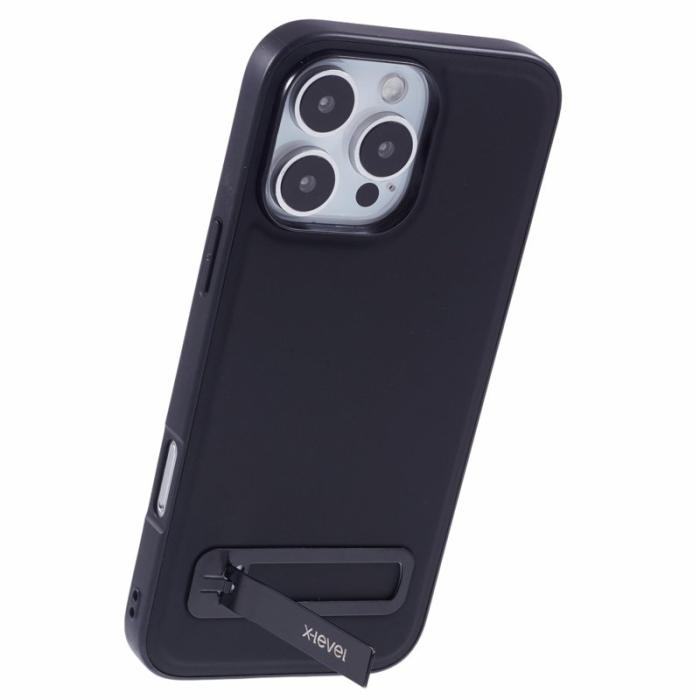 X-Level - X-LEVEL iPhone 16 Pro Max Fodral Läder PC TPU Svart