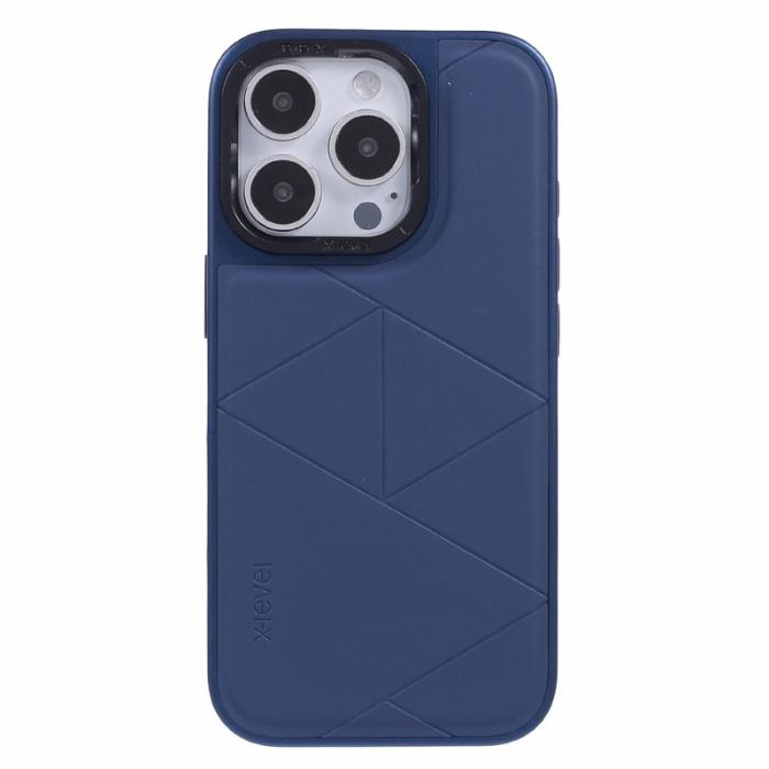 X-Level - X-LEVEL iPhone 16 Pro Max Skal Geometrisk PC+TPU Läder Blå