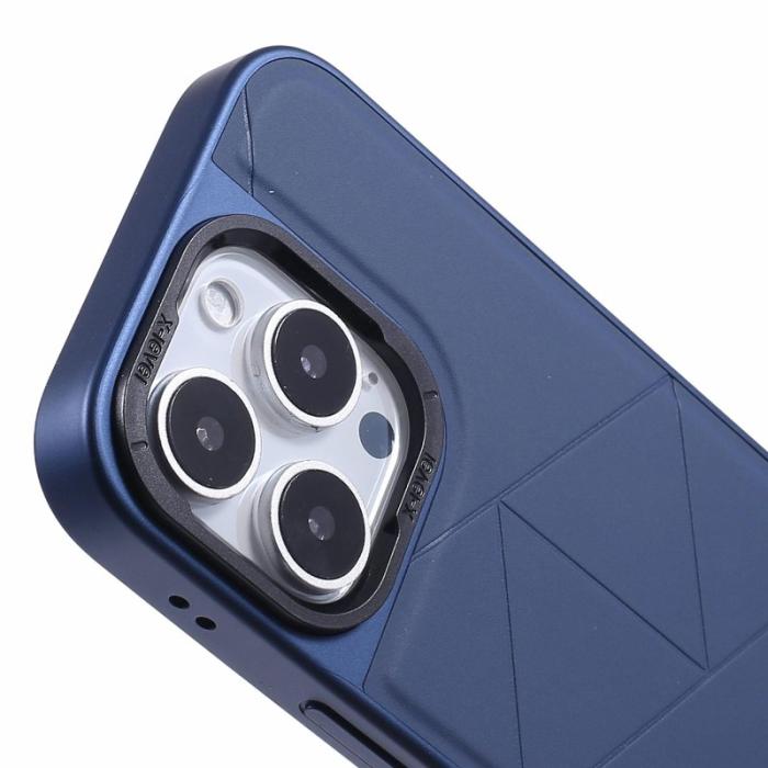 X-Level - X-LEVEL iPhone 16 Pro Skal Geometrisk PC+TPU Läder Blå