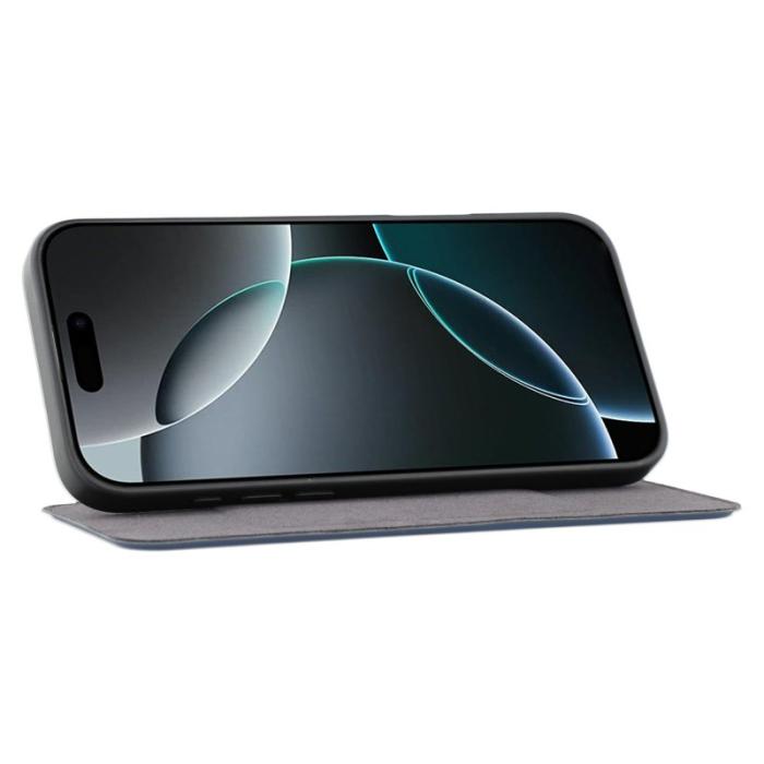 X-Level - X-LEVEL iPhone 16 Pro Skal Läder Flip Ställ Grey