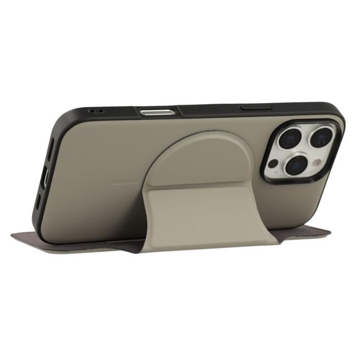 X-Level - X-LEVEL iPhone 16 Pro Skal Läder Flip Ställ Grey