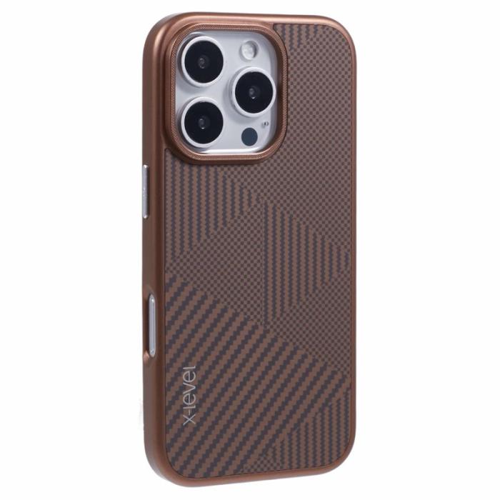 X-Level - X-LEVEL iPhone 16 Pro Skal Magnetiskt Rhombus Titanium Gold