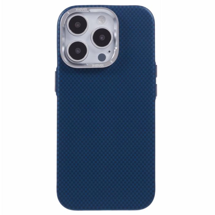 X-Level - X-LEVEL iPhone 16 Pro Skal MagSafe Kolfiber + Metallram Blå