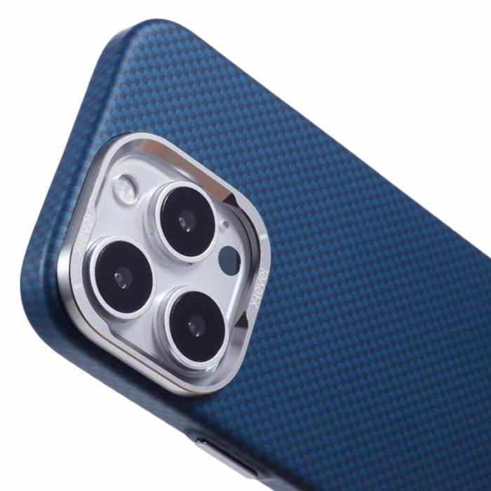X-Level - X-LEVEL iPhone 16 Pro Skal MagSafe Kolfiber + Metallram Blå