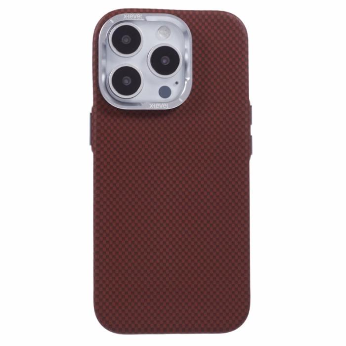 X-Level - X-LEVEL iPhone 16 Pro Skal MagSafe Kolfiber + Metallram Röd