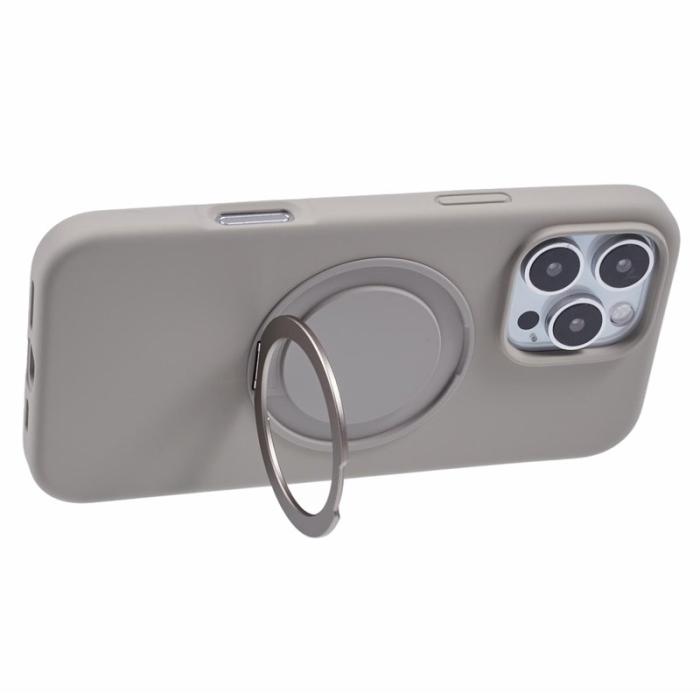 X-Level - X-LEVEL iPhone 16 Pro Skal MagSafe Rotbart Ställ Flytande Silikon Grå