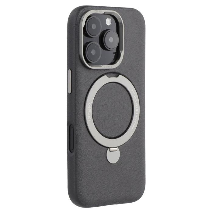 X-Level - X-LEVEL iPhone 16 Pro Skal med Ställ, PC + PU, Svart