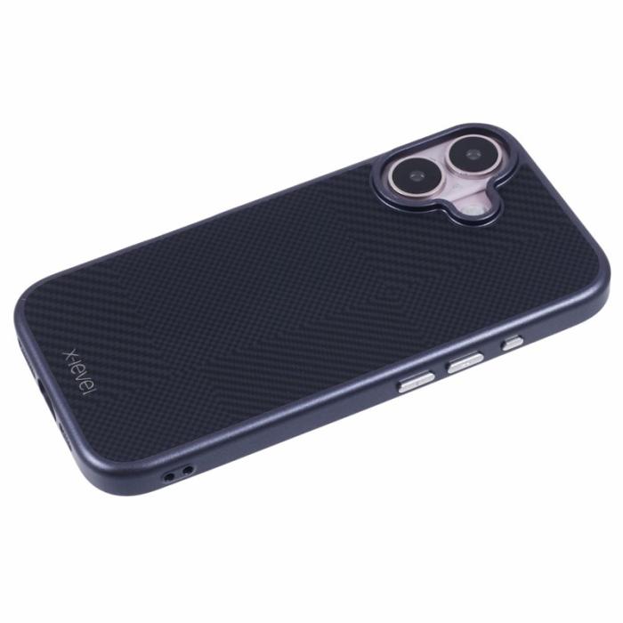 X-Level - X-LEVEL iPhone 16 Skal Anti-Scratch Hårdplast Kolfiber Blå
