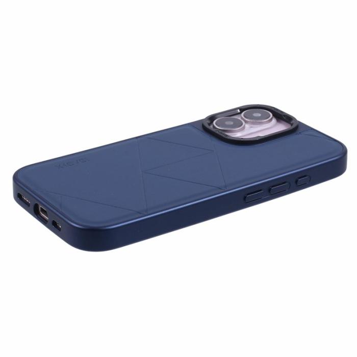 X-Level - X-LEVEL iPhone 16 Skal Geometrisk PC+TPU+Läder Blå