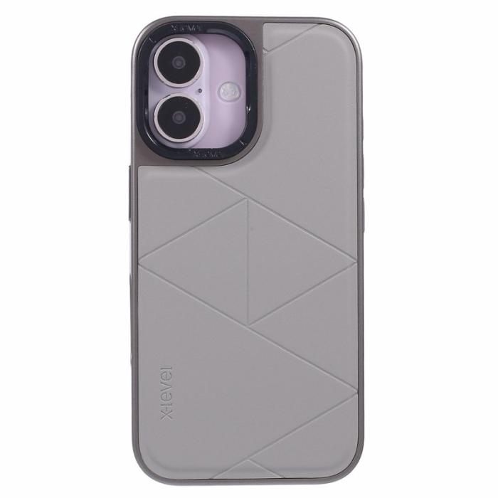 X-Level - X-LEVEL iPhone 16 Skal Geometrisk PC+TPU+Läder Titan Grå