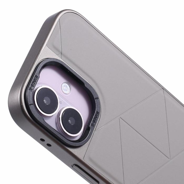 X-Level - X-LEVEL iPhone 16 Skal Geometrisk PC+TPU+Läder Titan Grå