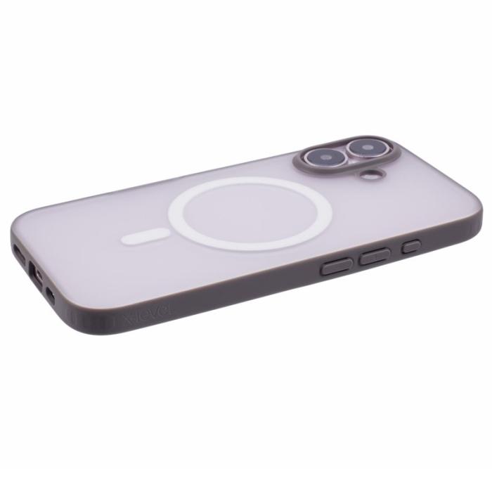 X-Level - X-LEVEL iPhone 16 Skal Magnetiskt PC+TPU Matt Grå