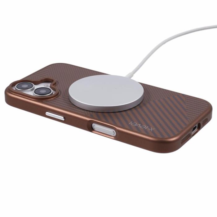 X-Level - X-LEVEL iPhone 16 Skal Magnetiskt Rhombus Splicing Titanium Gold