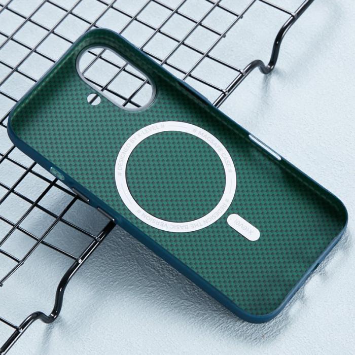X-Level - X-LEVEL iPhone 16 Skal MagSafe Kolfiber + Metallram Blå