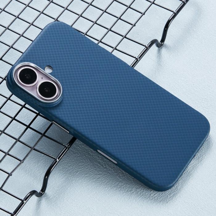 X-Level - X-LEVEL iPhone 16 Skal MagSafe Kolfiber + Metallram Blå